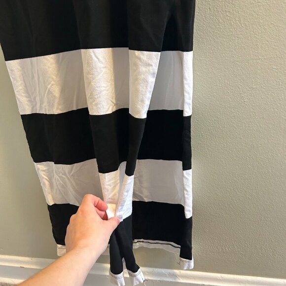 Gap Rugby Short Sleeve Maxi Dress Size XS Black White Striped Teacher Modest - Picture 6 of 9